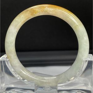 Light Green and Orange Jade Bangle Bracelet